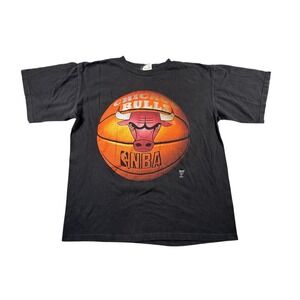 Vintage Chicago Bulls 90s T Shirt Mens XL Black Faded Graphic Short Sleeve‎ Logo